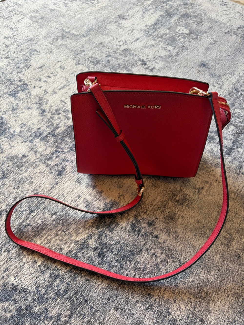 Michael Kors Coral Pink Saffiano Leather Crossbody Bag